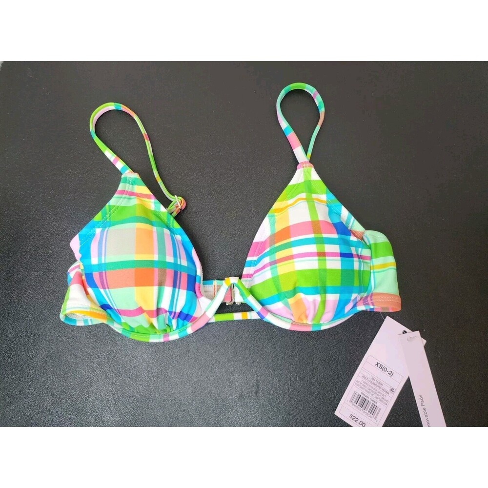 Women's Underwire Bralette Bikini Swim Top  Wild Fable Plaid Size X-Small XS